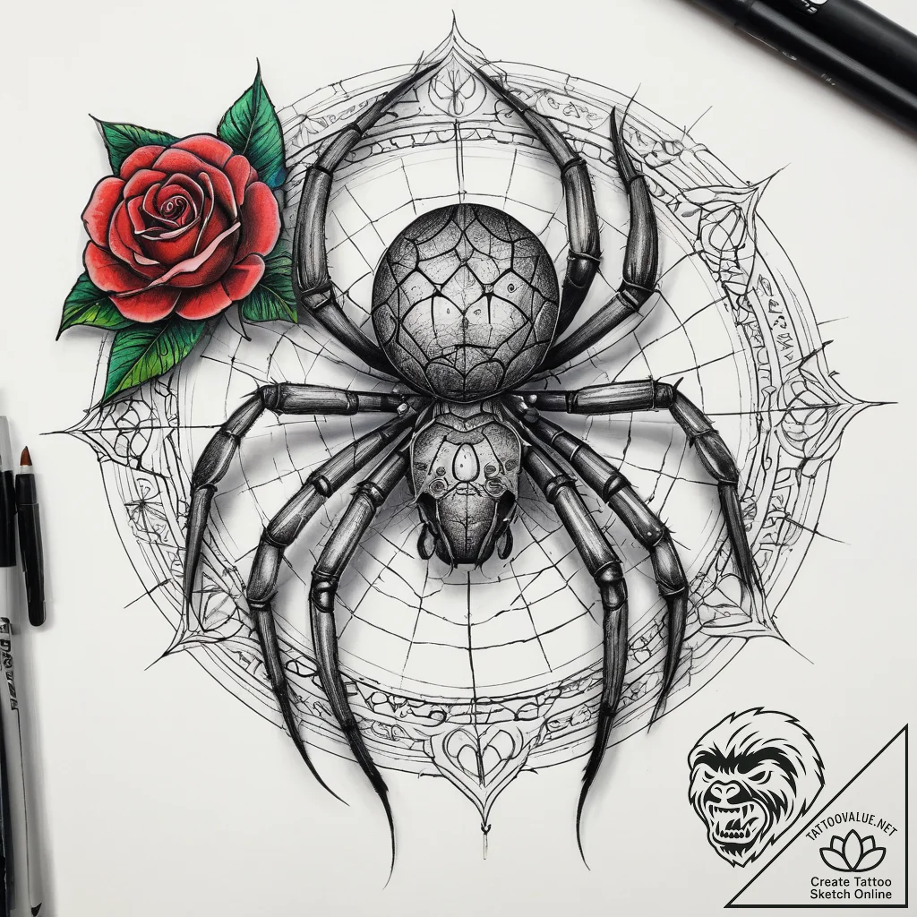 Tattoo sketch orb-weaver spider, tattoo line... - tattoo sketch (№1758392204_0, 20.09.2025 18:16) — tattoovalue.net