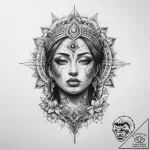 Tattoo sketch sacred portrayal – tattoo sketch (№1758392410_0, 20.09.2025 18:20) — tattoovalue.net