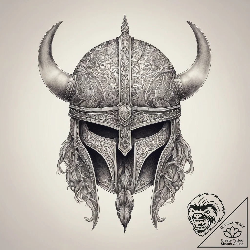 Tattoo sketch узор в виде викингского шлема,... - tattoo sketch (№1758394773_0, 20.09.2025 18:59) — tattoovalue.net