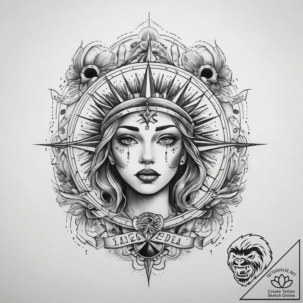 Tattoo sketch cosmic being, tattoo flash shee... - tattoo sketch (№1758395171_0, 20.09.2025 19:06) — tattoovalue.net