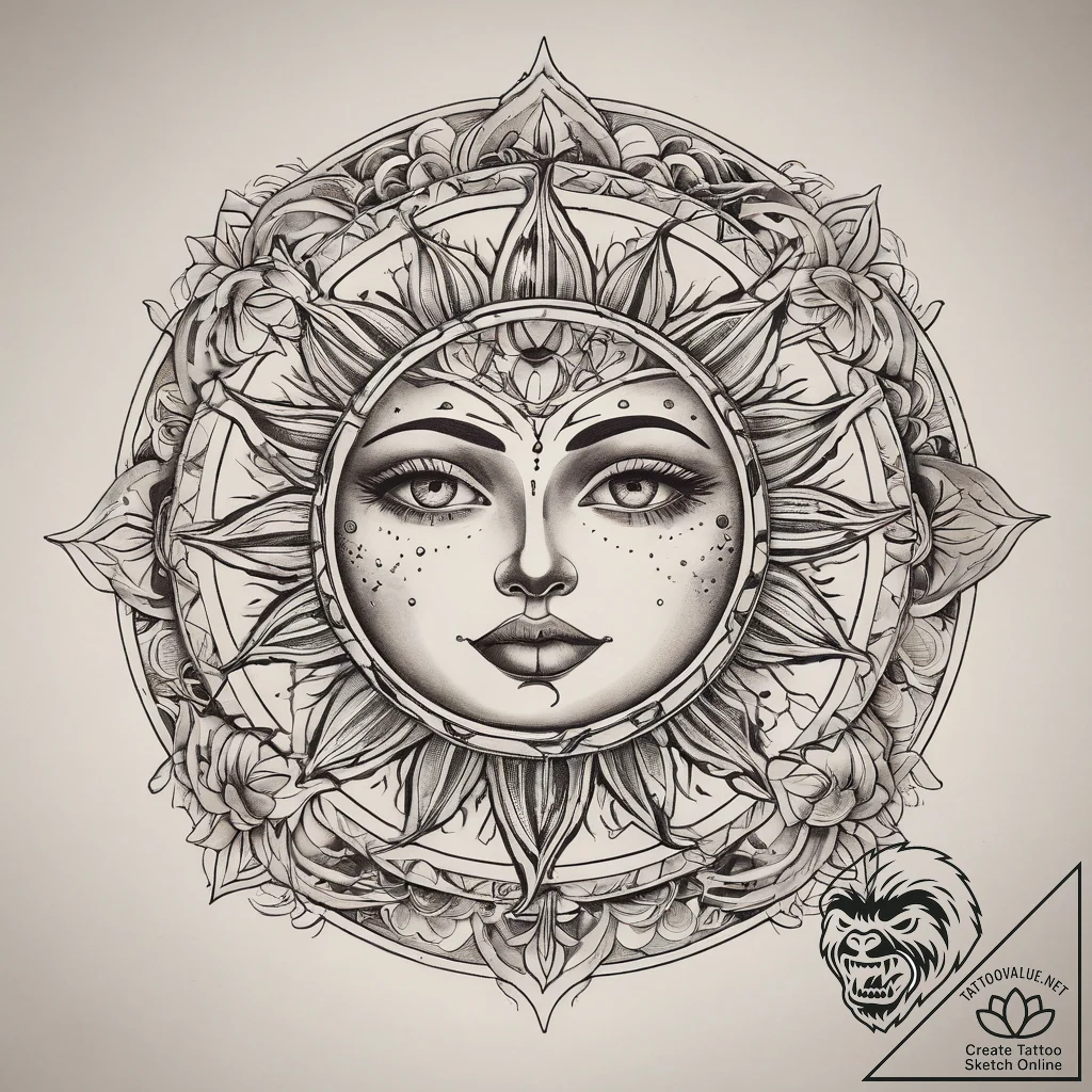 Tattoo sketch sun tattoo, ink illustration fo... - tattoo sketch (№1758395566_0, 20.09.2025 19:12) — tattoovalue.net