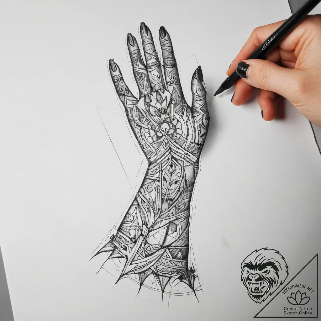 Tattoo sketch hands with a scissors, tattoo d... - tattoo sketch (№1758396353_0, 20.09.2025 19:25) — tattoovalue.net