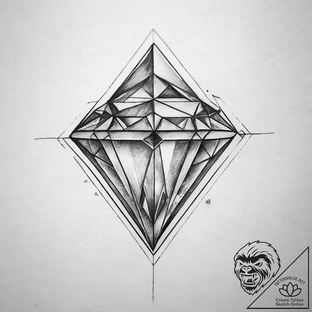 Tattoo sketch diamond, concept art for tattoo... - tattoo sketch (№1758397331_0, 20.09.2025 19:42) — tattoovalue.net