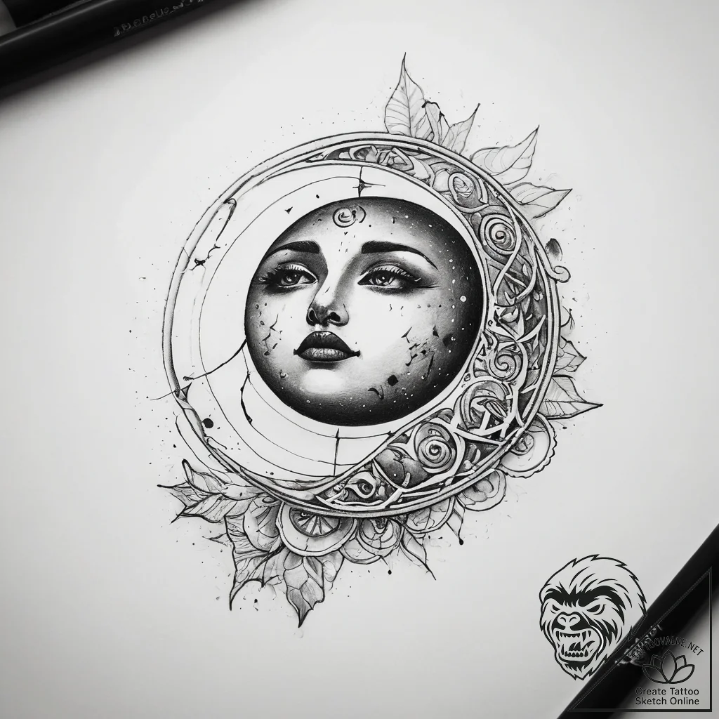 Tattoo sketch geometric moon - tattoo sketch (№1758397525_0, 20.09.2025 19:45) — tattoovalue.net