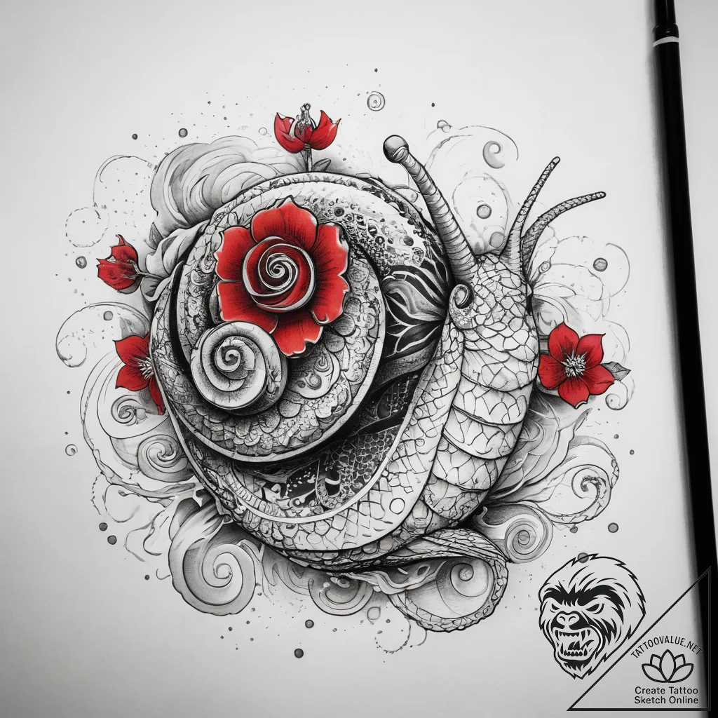 Tattoo sketch puns a snail that says "i'm a s... - tattoo sketch (№1758397914_0, 20.09.2025 19:51) — tattoovalue.net