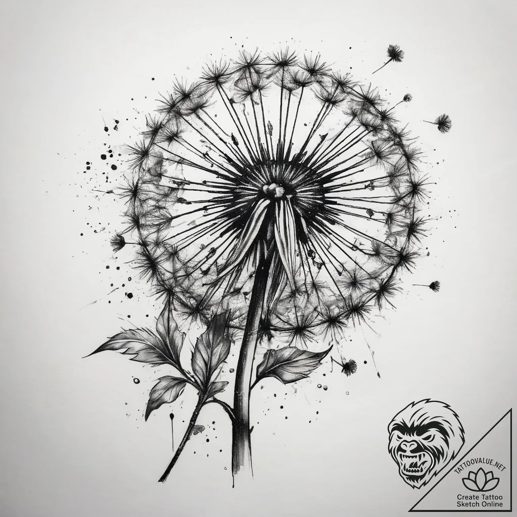 Tattoo sketch dandelion, artistic tattoo sket... - tattoo sketch (№1758398886_0, 20.09.2025 20:08) — tattoovalue.net