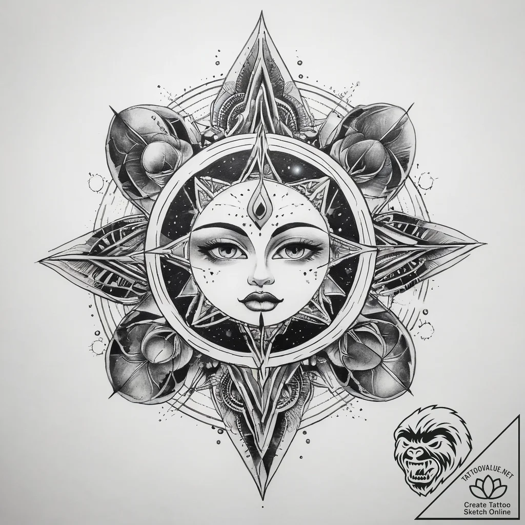 Tattoo sketch cosmic domain - tattoo sketch (№1758399273_0, 20.09.2025 20:14) — tattoovalue.net