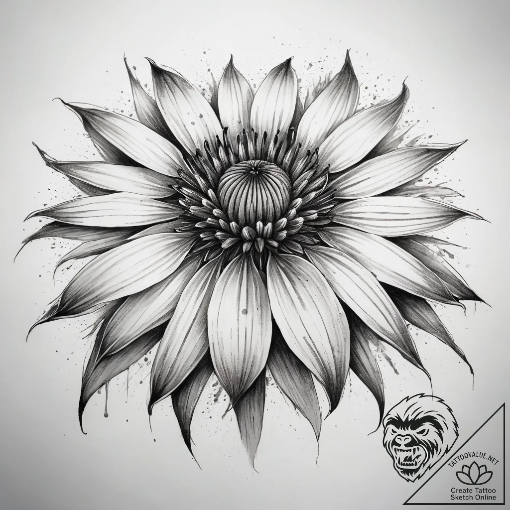 Tattoo sketch coneflower, artistic tattoo ske... - tattoo sketch (№1758400829_0, 20.09.2025 20:40) — tattoovalue.net