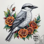 Tattoo sketch northern shrike, tattoo line ar… – tattoo sketch (№1758403157_0, 20.09.2025 21:19) — tattoovalue.net