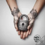 Tattoo hands with a lock – tattoo sketch (№1758404323_0, 20.09.2025 21:38) — tattoovalue.net