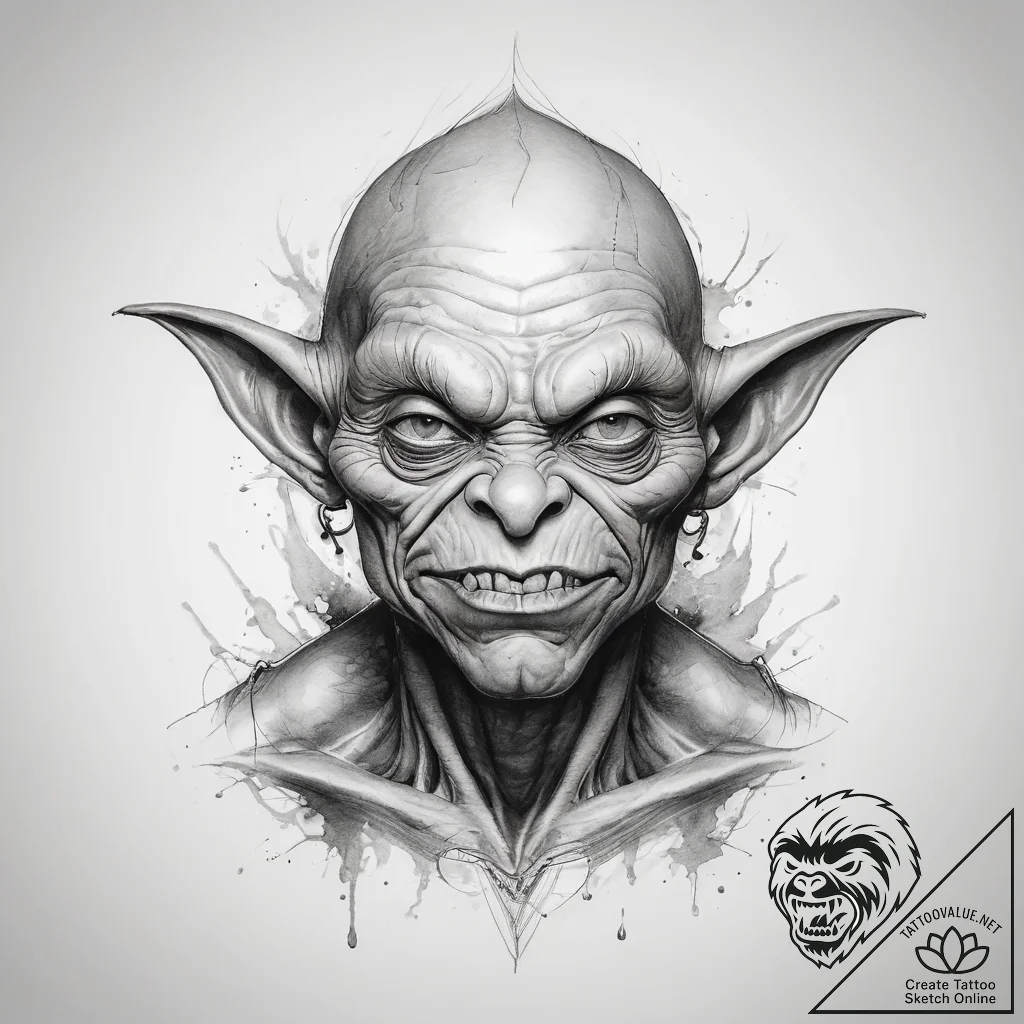 Tattoo sketch goblin - tattoo sketch (№1758407080_0, 20.09.2025 22:24) — tattoovalue.net