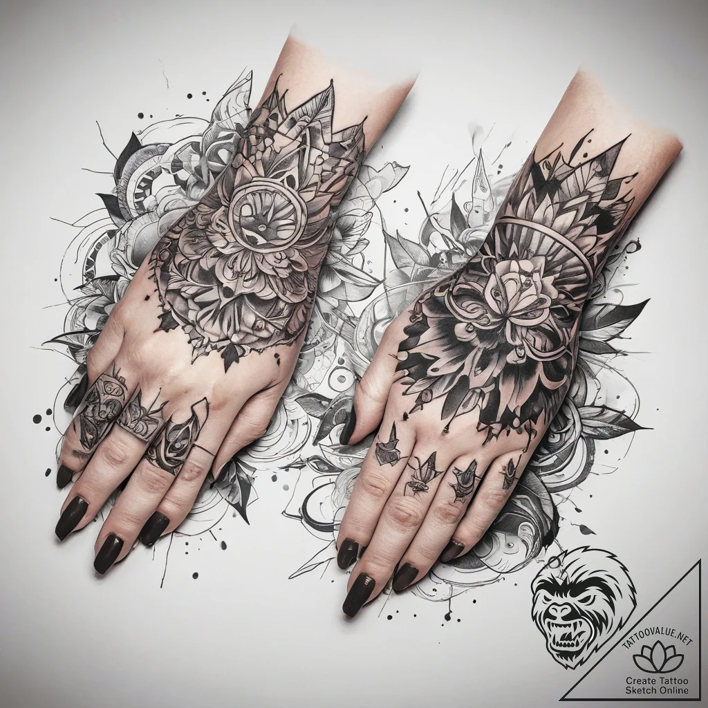 Tattoo sketch hands with a pencil, tattoo dra... - tattoo sketch (№1758407475_0, 20.09.2025 22:31) — tattoovalue.net