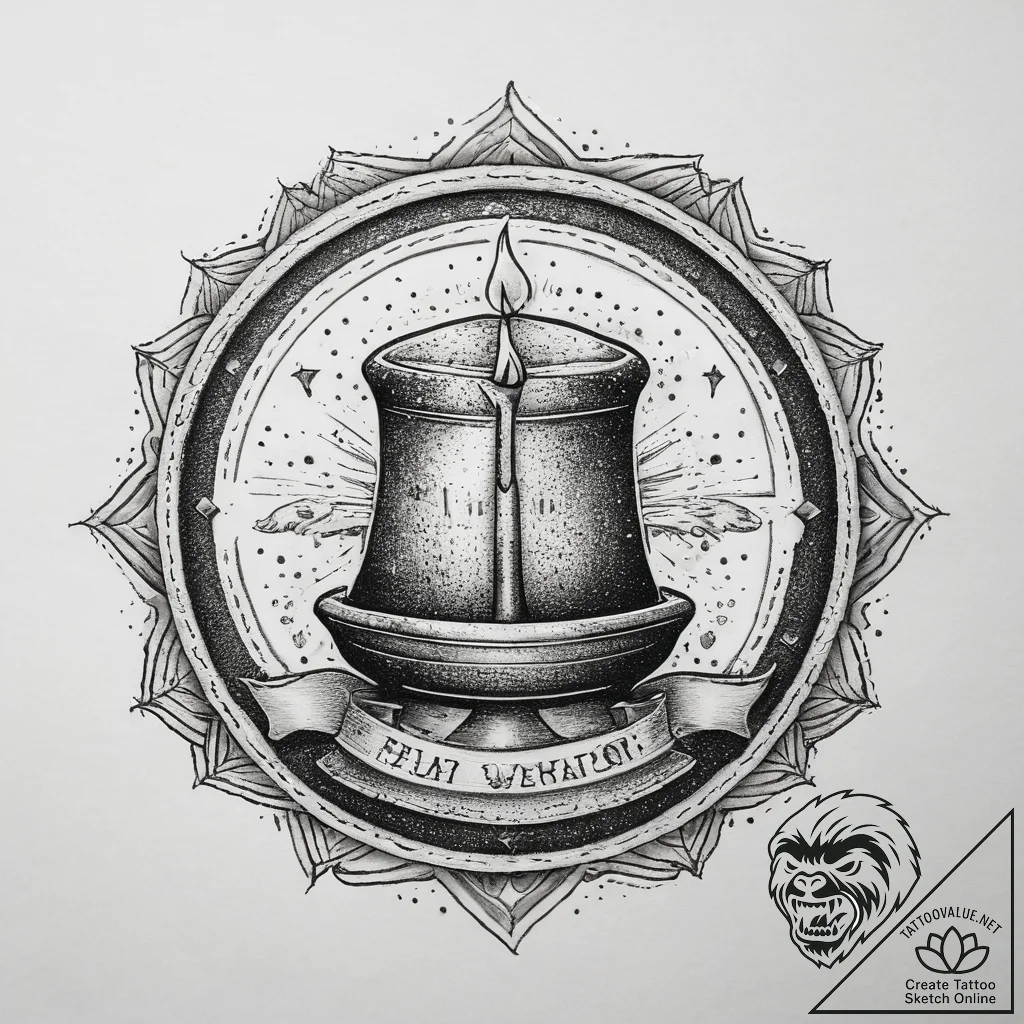 Tattoo sketch candle making a wax seal, artis... - tattoo sketch (№1758407670_0, 20.09.2025 22:34) — tattoovalue.net