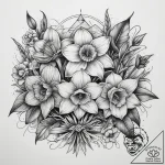 Tattoo sketch daffodil field, artistic tattoo… – tattoo sketch (№1758408849_0, 20.09.2025 22:54) — tattoovalue.net