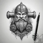Tattoo sketch dwarven king hammer – tattoo sketch (№1758409636_0, 20.09.2025 23:07) — tattoovalue.net