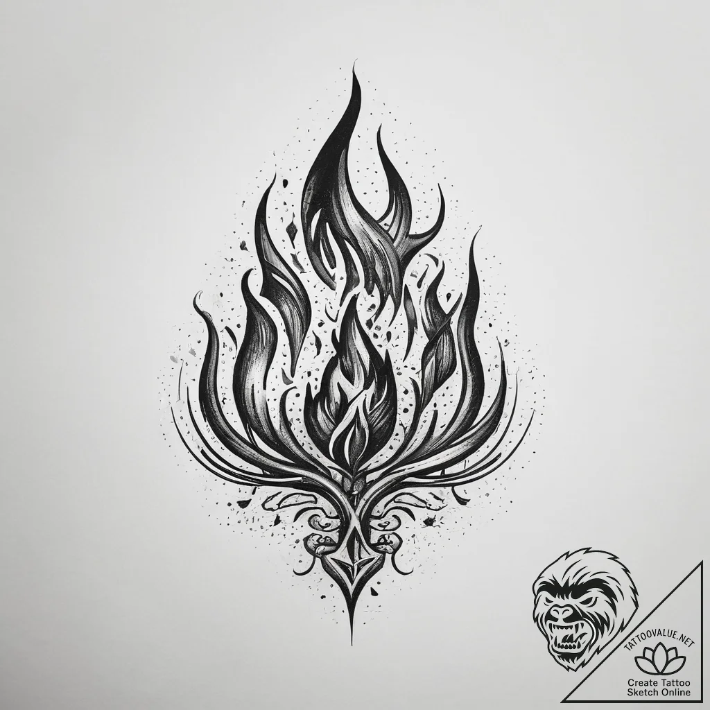 Tattoo sketch fire elemental, concept art for... - tattoo sketch (№1758409833_0, 20.09.2025 23:10) — tattoovalue.net