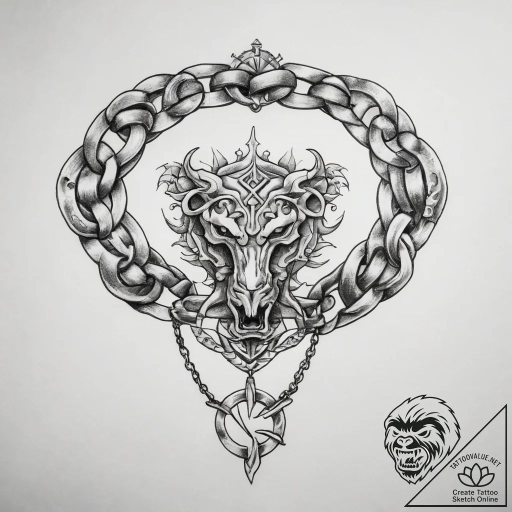 Tattoo sketch chain - tattoo sketch (№1758411418_0, 20.09.2025 23:36) — tattoovalue.net