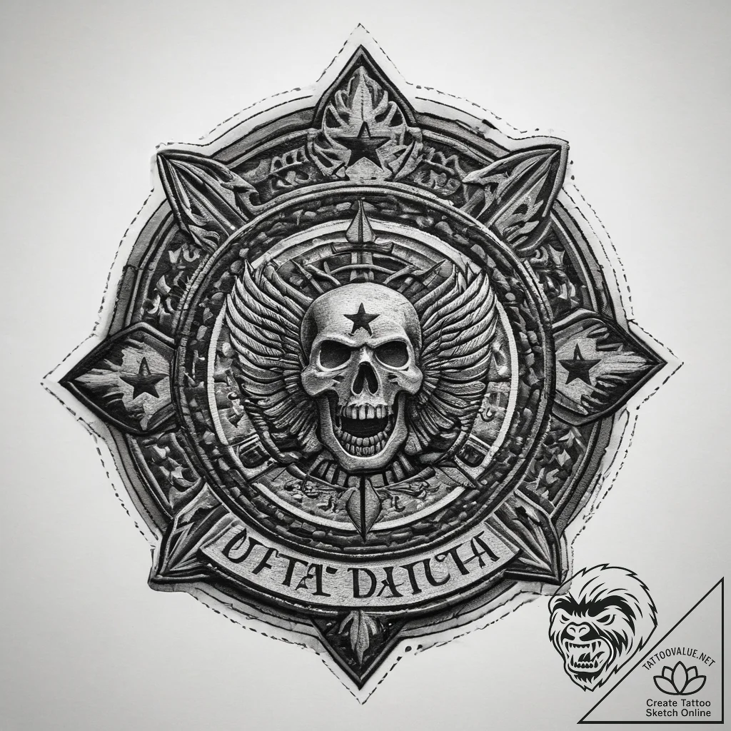 Tattoo sketch military patch, concept art for... - tattoo sketch (№1758411612_0, 20.09.2025 23:40) — tattoovalue.net
