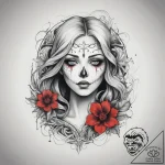 Tattoo sketch ghost with a flower, concept ar… – tattoo sketch (№1758412004_0, 20.09.2025 23:46) — tattoovalue.net