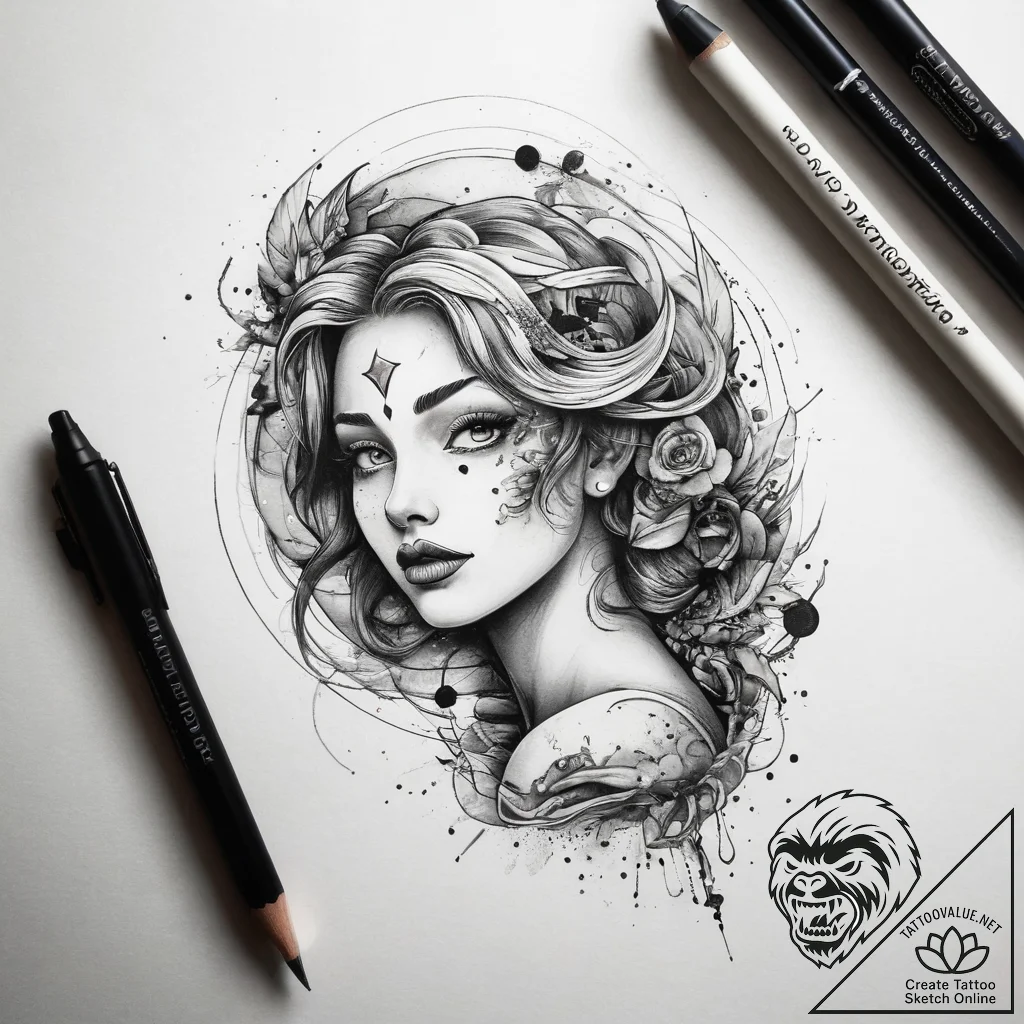 Tattoo sketch cosmic being, ink illustration... - tattoo sketch (№1758413782_0, 21.09.2025 00:16) — tattoovalue.net