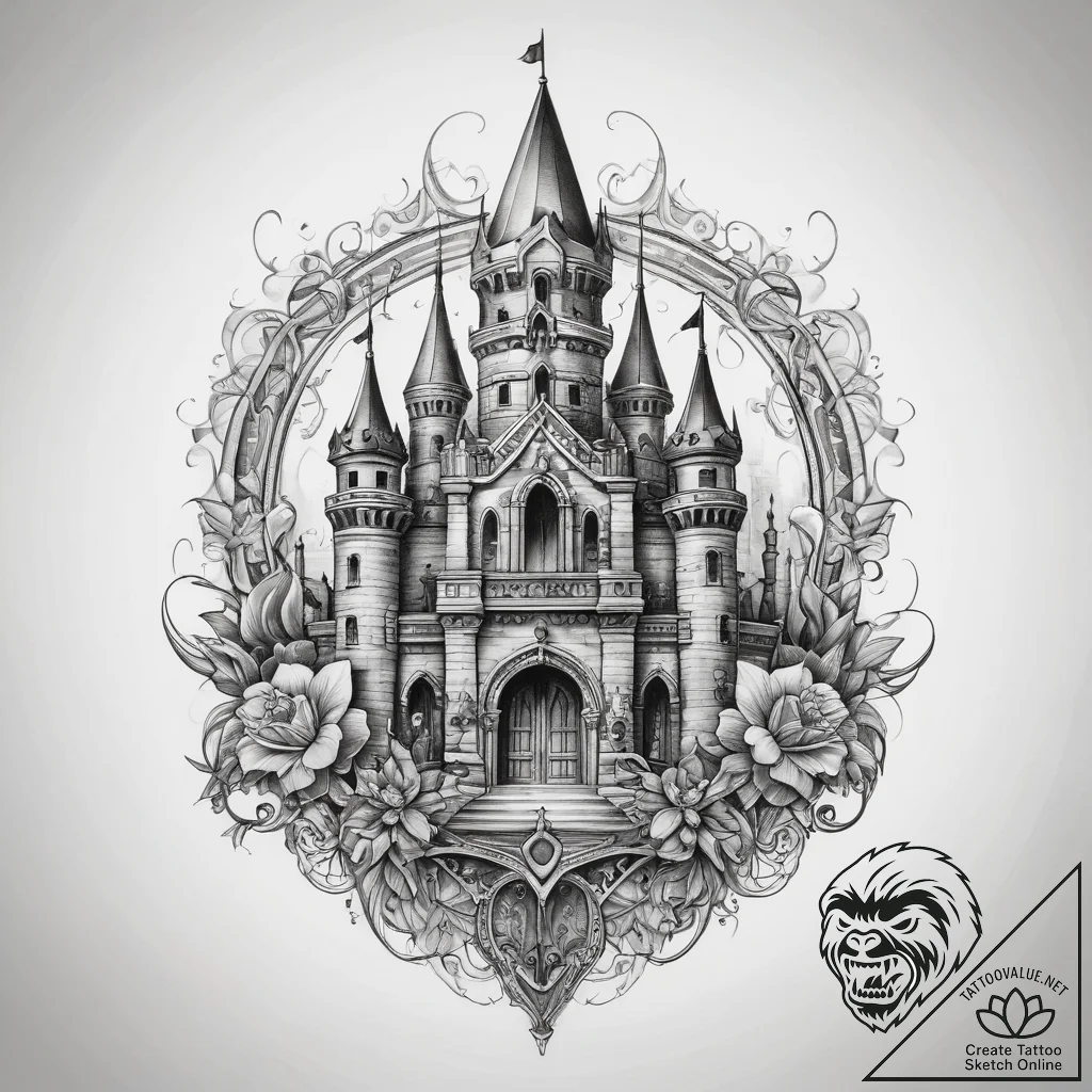 Tattoo sketch castle, artistic tattoo sketch,... - tattoo sketch (№1758414773_0, 21.09.2025 00:32) — tattoovalue.net