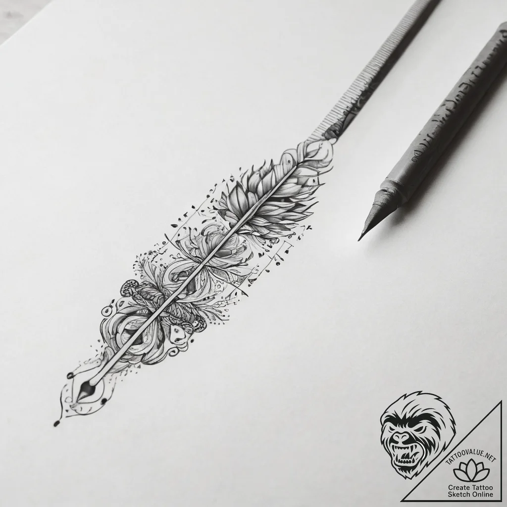 Tattoo sketch ruler with a quote, ink illustr... - tattoo sketch (№1758414967_0, 21.09.2025 00:36) — tattoovalue.net