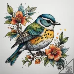 Tattoo sketch kinglet, ink illustration for t… – tattoo sketch (№1758415161_0, 21.09.2025 00:39) — tattoovalue.net