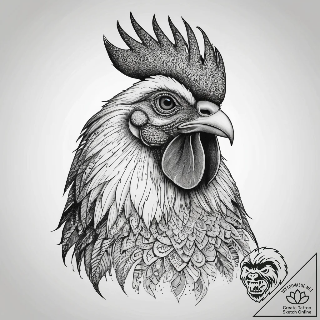 Tattoo sketch slavic rooster, tattoo line art... - tattoo sketch (№1758415365_0, 21.09.2025 00:42) — tattoovalue.net