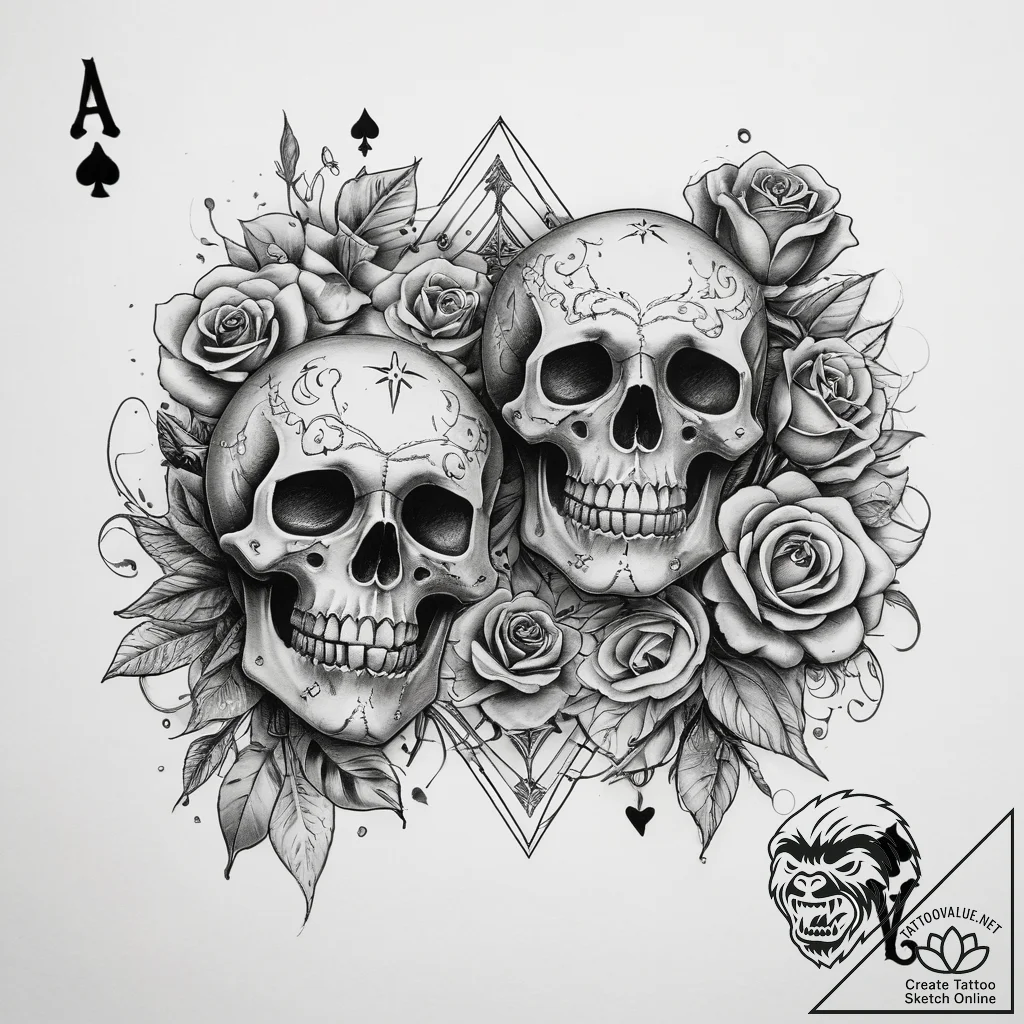 Tattoo sketch gambit playing cards, tattoo fl... - tattoo sketch (№1758416560_0, 21.09.2025 01:02) — tattoovalue.net