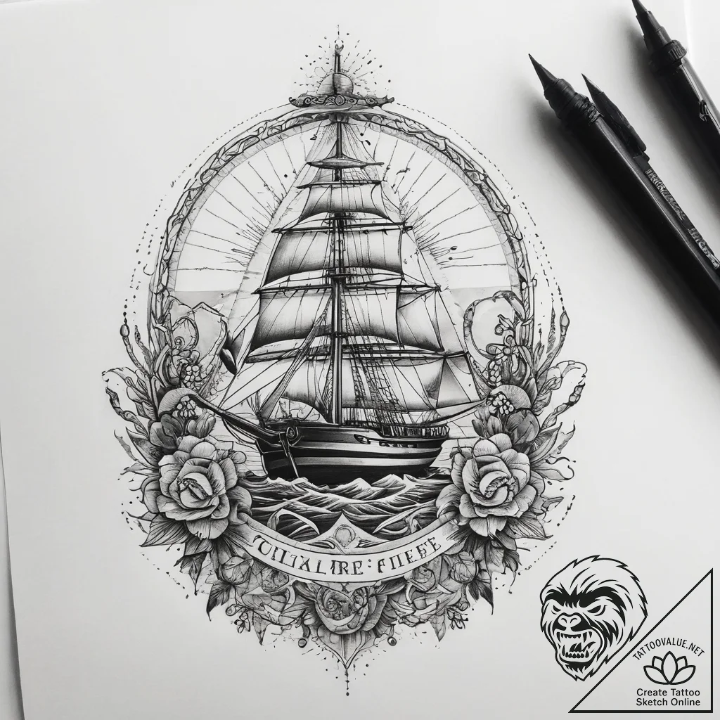 Tattoo sketch ocean, tattoo line art, fine li... - tattoo sketch (№1758416755_0, 21.09.2025 01:05) — tattoovalue.net