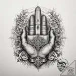 Tattoo sketch hands with a monument, tattoo f… – tattoo sketch (№1758418543_0, 21.09.2025 01:35) — tattoovalue.net