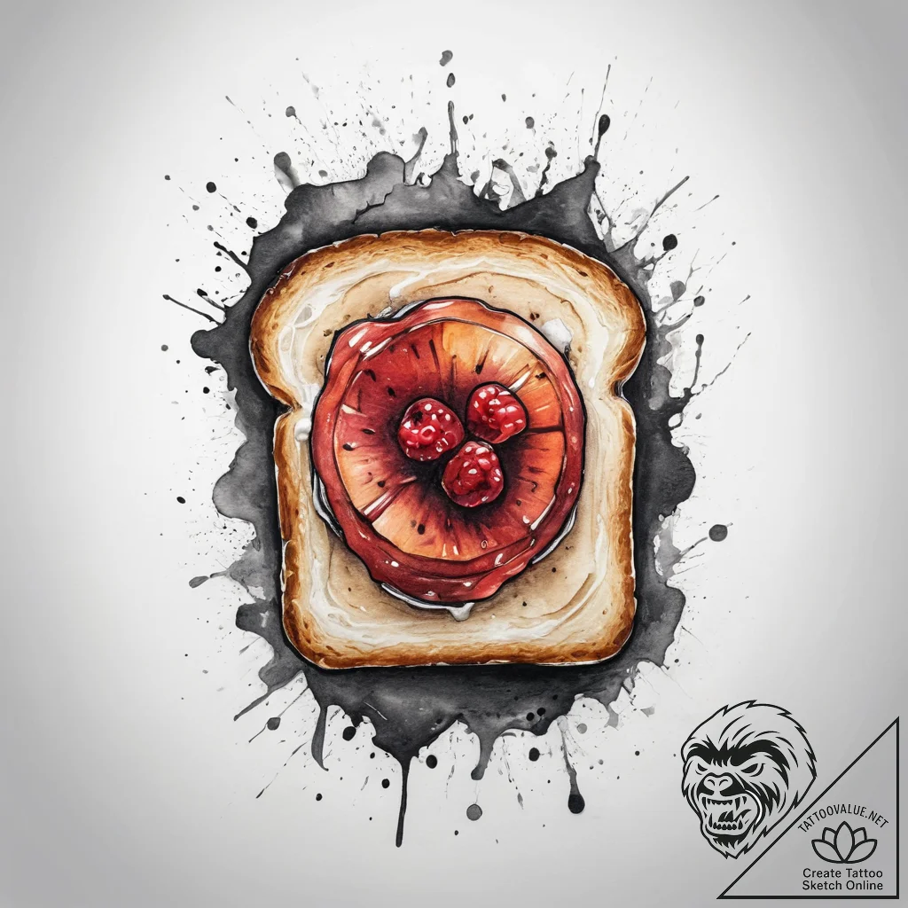 Tattoo sketch toast with jam, artistic tattoo... - tattoo sketch (№1758420514_0, 21.09.2025 02:08) — tattoovalue.net