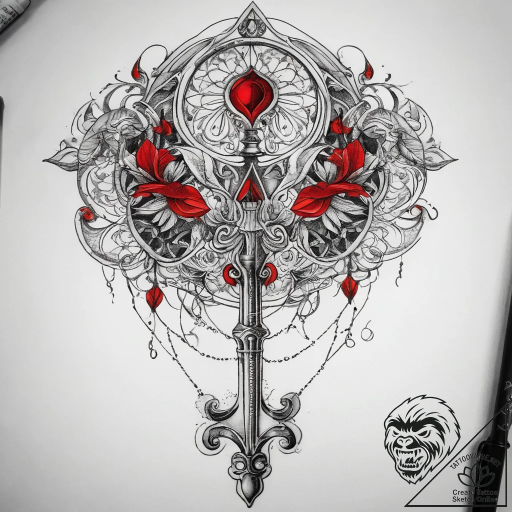 Tattoo sketch key tattoo, artistic tattoo ske... - tattoo sketch (№1758420906_0, 21.09.2025 02:15) — tattoovalue.net