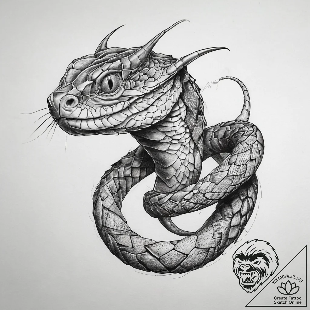 Tattoo sketch gaboon viper, tattoo flash shee... - tattoo sketch (№1758447152_0, 21.09.2025 09:32) — tattoovalue.net