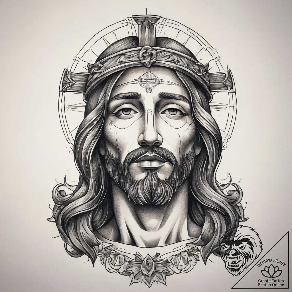 Tattoo sketch jesus christ portrait, tattoo d... - tattoo sketch (№1758448717_0, 21.09.2025 09:58) — tattoovalue.net