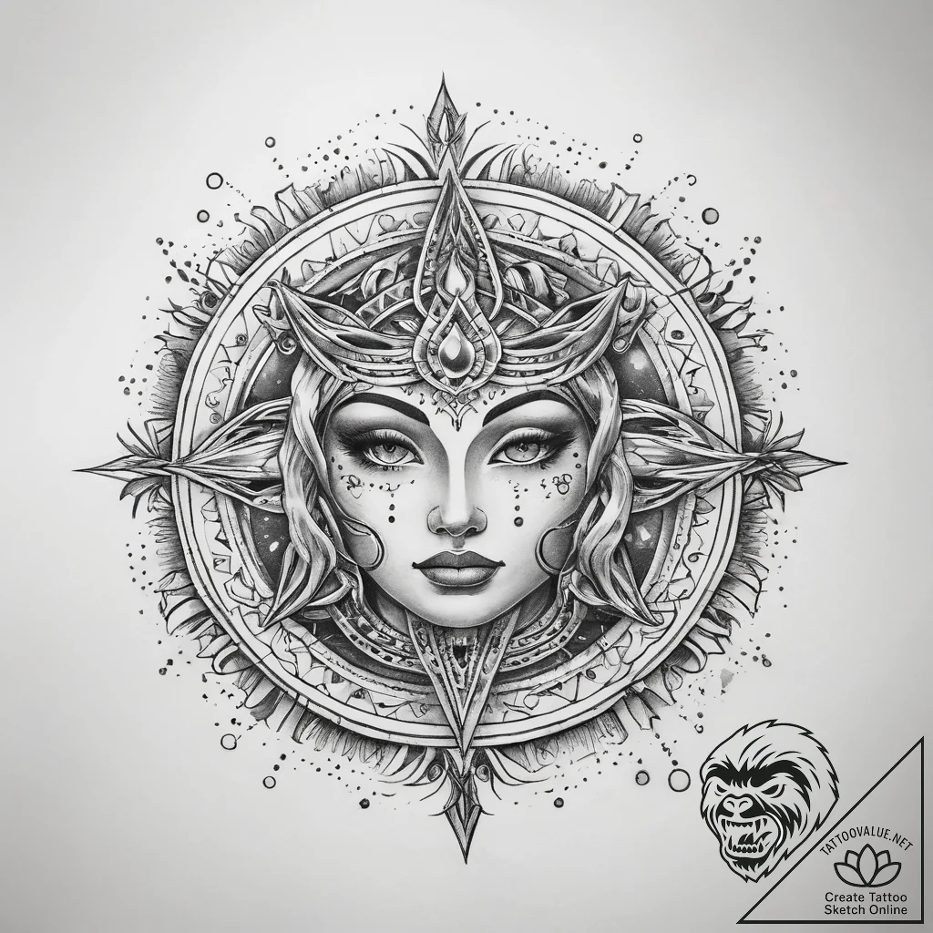 Tattoo sketch cosmic kingdom - tattoo sketch (№1758450697_0, 21.09.2025 10:31) — tattoovalue.net
