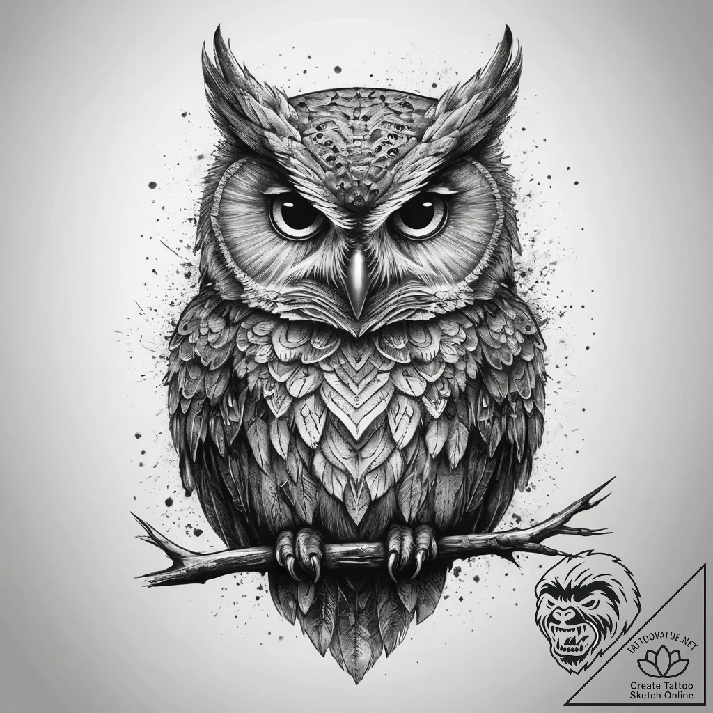 Tattoo sketch owl tattoo, tattoo drawing outl... - tattoo sketch (№1758451482_0, 21.09.2025 10:44) — tattoovalue.net
