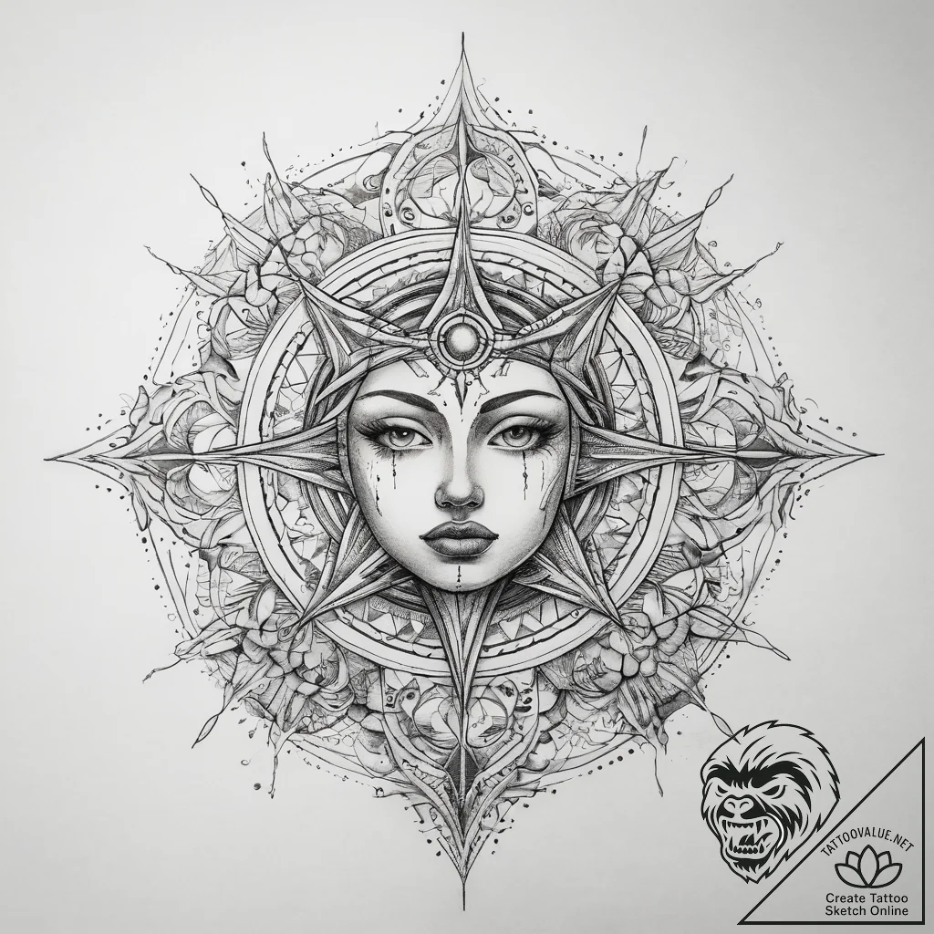 Tattoo sketch cosmic self, tattoo drawing out... - tattoo sketch (№1758451877_0, 21.09.2025 10:51) — tattoovalue.net