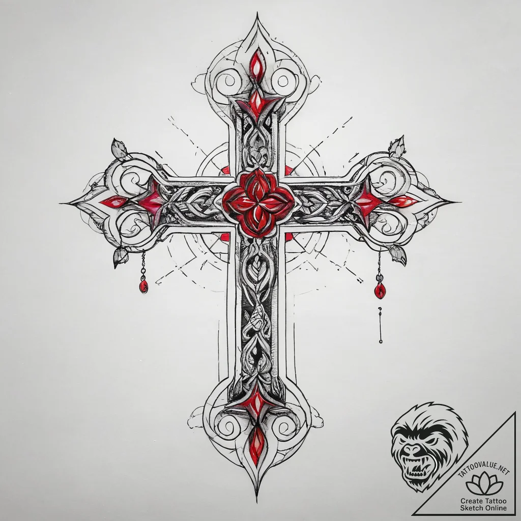 Tattoo sketch ruby, tattoo line art, on a cle... - tattoo sketch (№1758454034_0, 21.09.2025 11:27) — tattoovalue.net