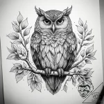 Tattoo sketch birch tree with an owl, tattoo… – tattoo sketch (№1758455025_0, 21.09.2025 11:43) — tattoovalue.net