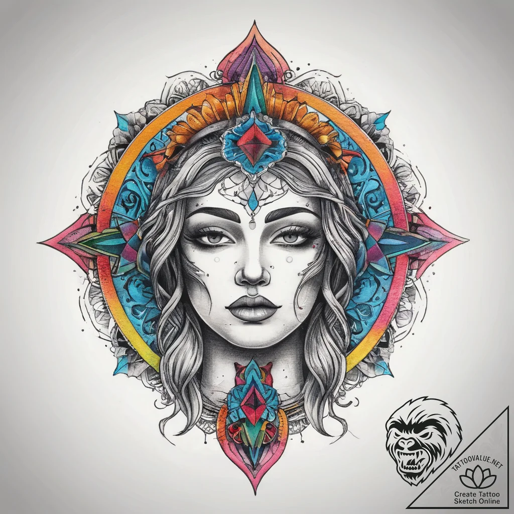 Tattoo sketch divine being, tattoo line art,... - tattoo sketch (№1758455815_0, 21.09.2025 11:56) — tattoovalue.net