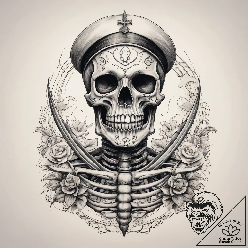 Tattoo sketch skeleton, tattoo drawing outlin... - tattoo sketch (№1758456008_0, 21.09.2025 12:00) — tattoovalue.net