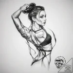 Tattoo sketch gymnastics a ribbon with a pers… – tattoo sketch (№1758458359_0, 21.09.2025 12:39) — tattoovalue.net