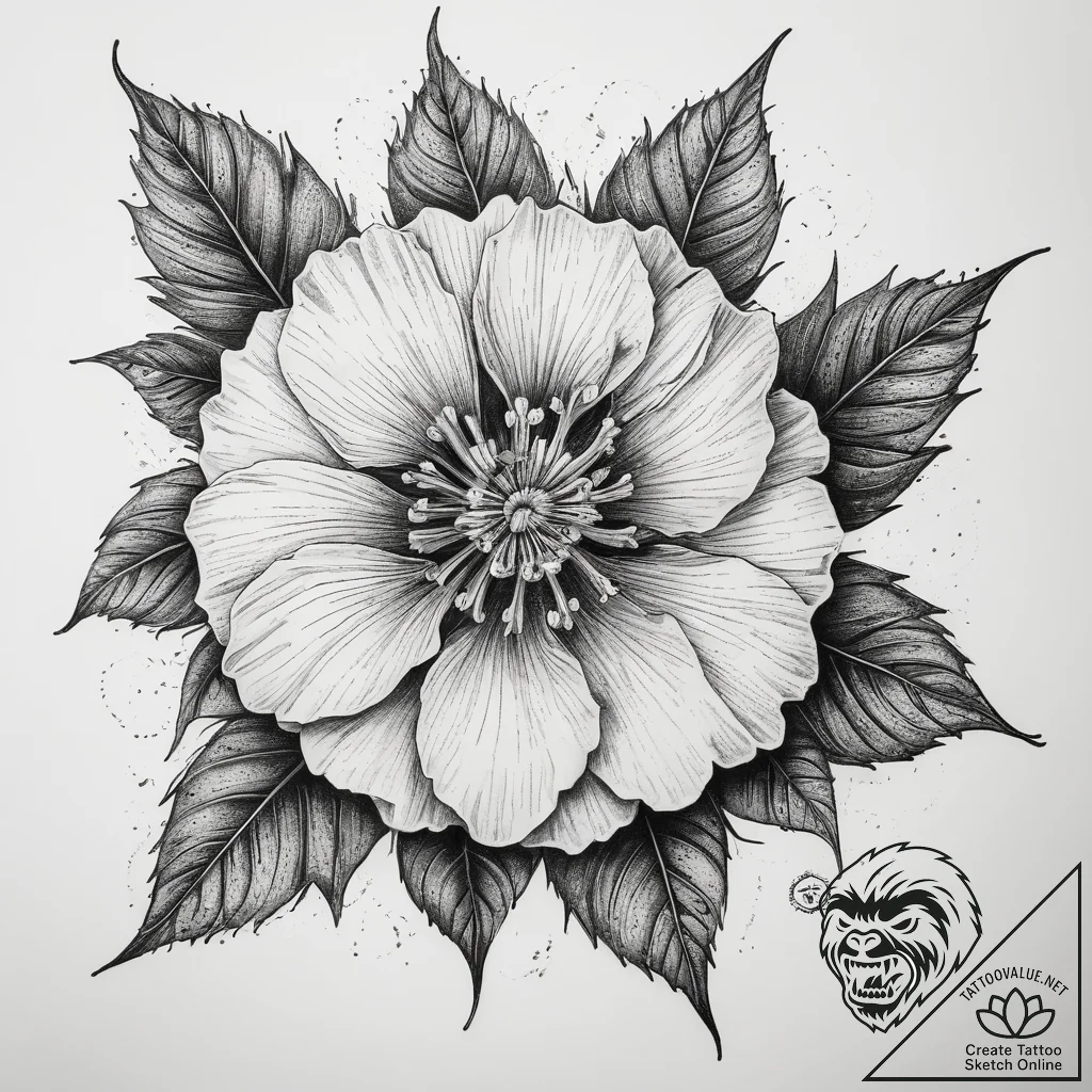 Tattoo sketch hollyhock, tattoo drawing outli... - tattoo sketch (№1758459142_0, 21.09.2025 12:52) — tattoovalue.net