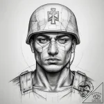 Tattoo sketch soldier with a saint, tattoo dr… – tattoo sketch (№1758459337_0, 21.09.2025 12:55) — tattoovalue.net