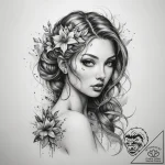 Tattoo sketch nymph tattoo – tattoo sketch (№1758459725_0, 21.09.2025 13:02) — tattoovalue.net