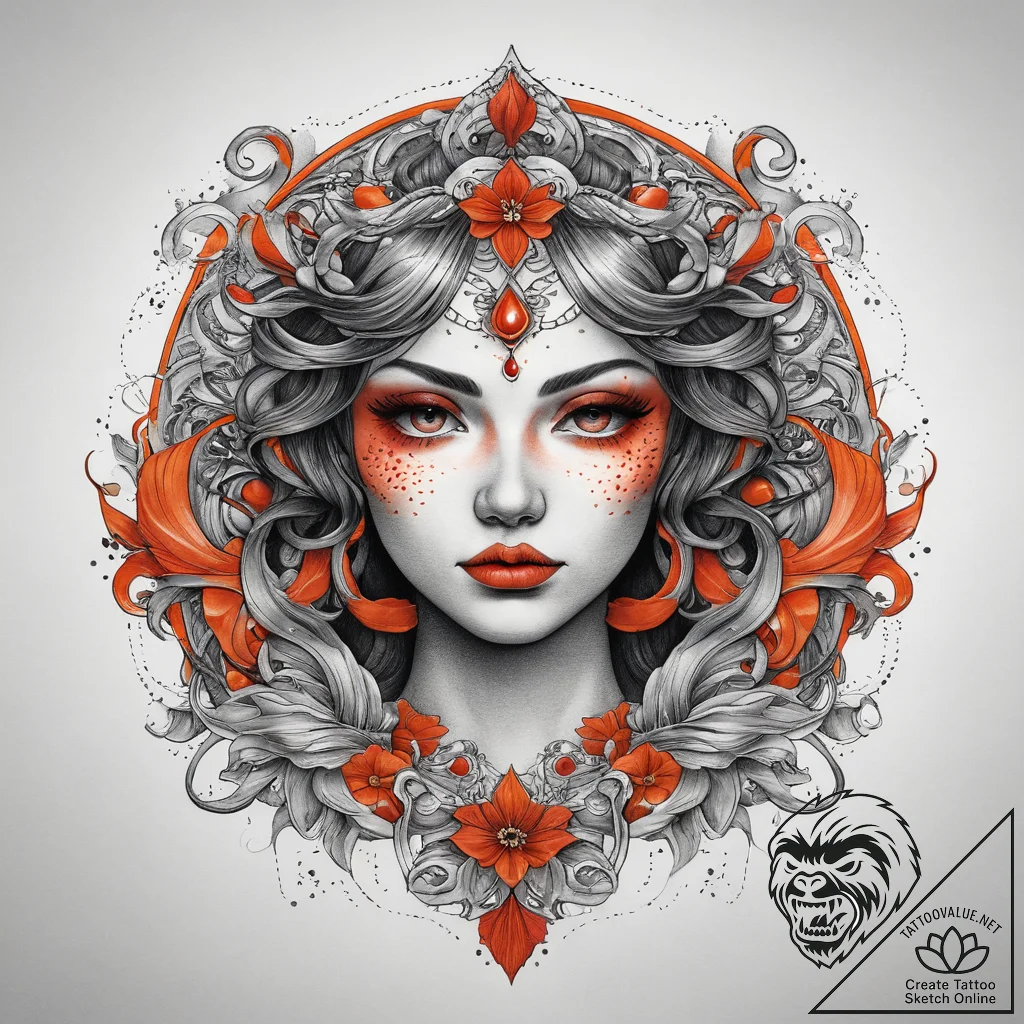 Tattoo sketch orange, concept art for tattoo,... - tattoo sketch (№1758460113_0, 21.09.2025 13:08) — tattoovalue.net