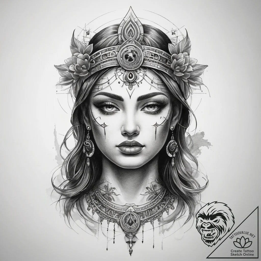Tattoo sketch sacred portrayal - tattoo sketch (№1758460502_0, 21.09.2025 13:15) — tattoovalue.net