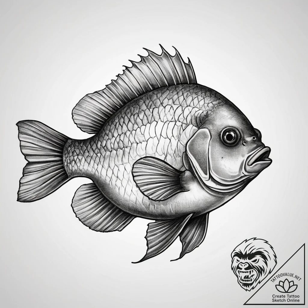 Tattoo sketch bluegill - tattoo sketch (№1758461475_0, 21.09.2025 13:31) — tattoovalue.net