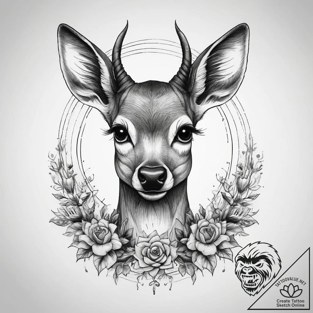Tattoo sketch graceful fawn tattoo, ink illus... - tattoo sketch (№1758463058_0, 21.09.2025 13:57) — tattoovalue.net